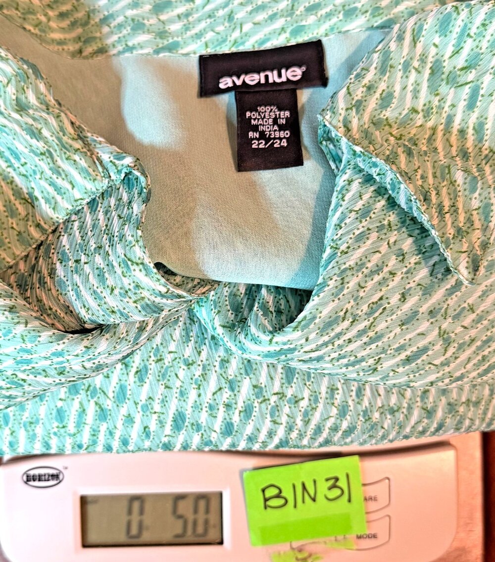 Avenue Blouse Womens 22/24 Soft Green Button Up Collared 3/4 Sleeve - Picture 12 of 12